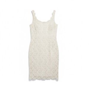 JS Boutique vintage lace Bridal Cream Sheath Dress Sleeveless Crew Neck size 4